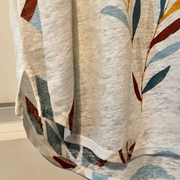 NWT CYNTHIA ROWLEY Tropical Botanical Print Linen Slub Knit Top Size Small - Picture 4 of 4
